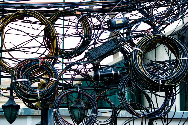 Tangled cables and wires